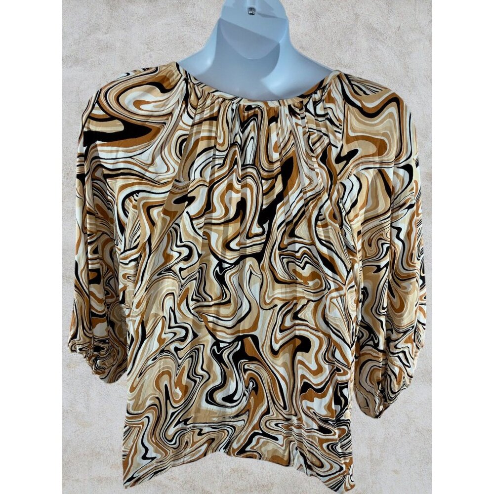 Ruby Rd 1x Abstract Swirl Print Blouse Keyhole Ta… - image 6